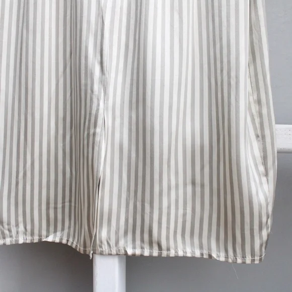 Vintage 80's Handmade White Gray Striped Silk Satin Pencil Skirt Size Small - Picture 8 of 9